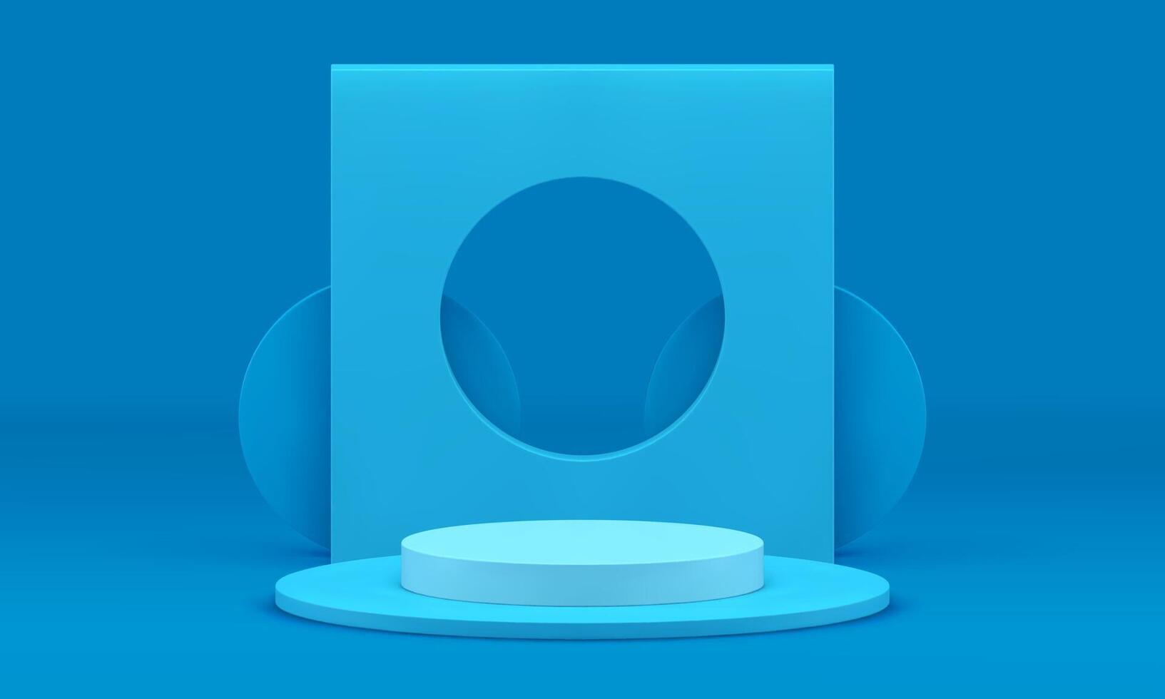 3d podium blue geometric stage exhibition arena for product presentation realistic vector