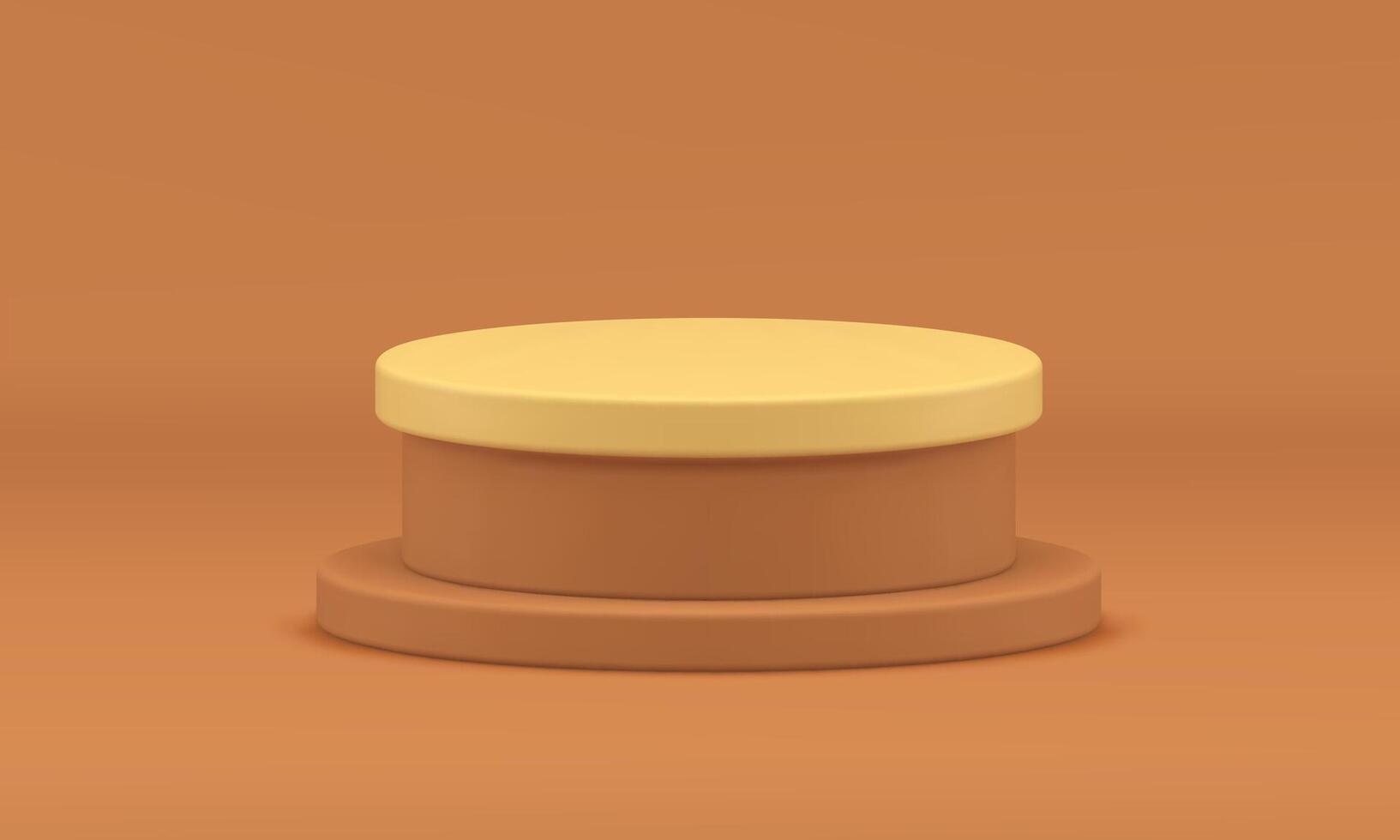 Beige podium 3d platform cylinder showcase retail merchandise display realistic illustration vector