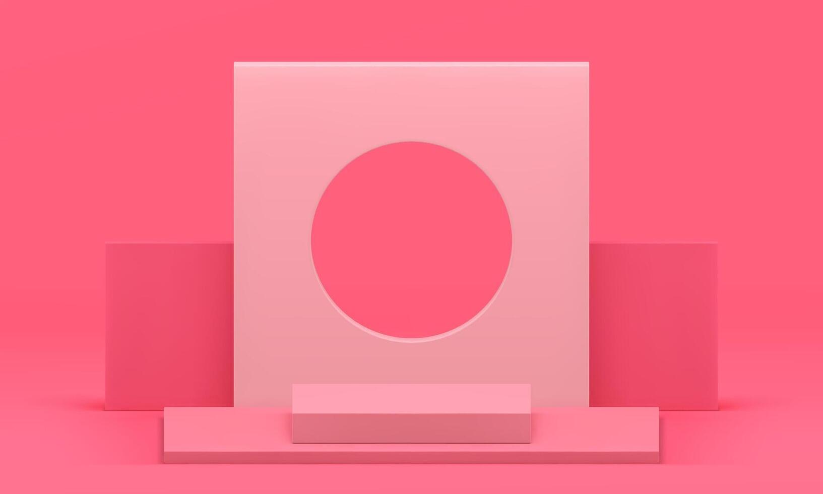 Pink 3d podium construction geometric basic foundation squared steps for product promo vector