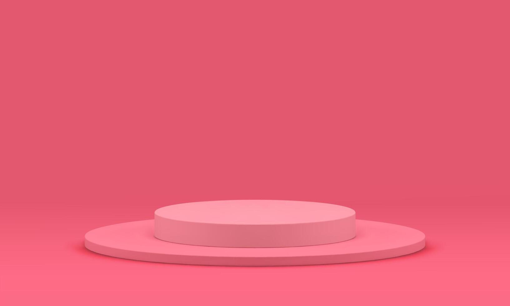 Pink 3d pedestal cylinder foundation level step architecture stage construction realistic vector