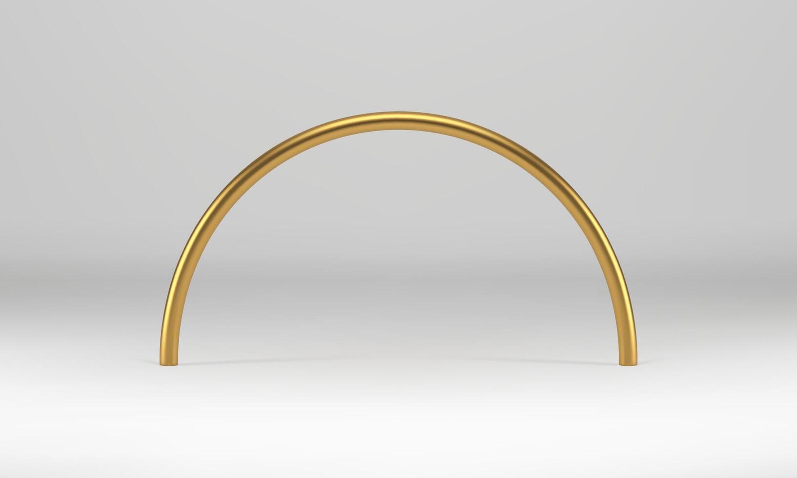 Golden 3d archway studio background foundation for product presentation realistic vector