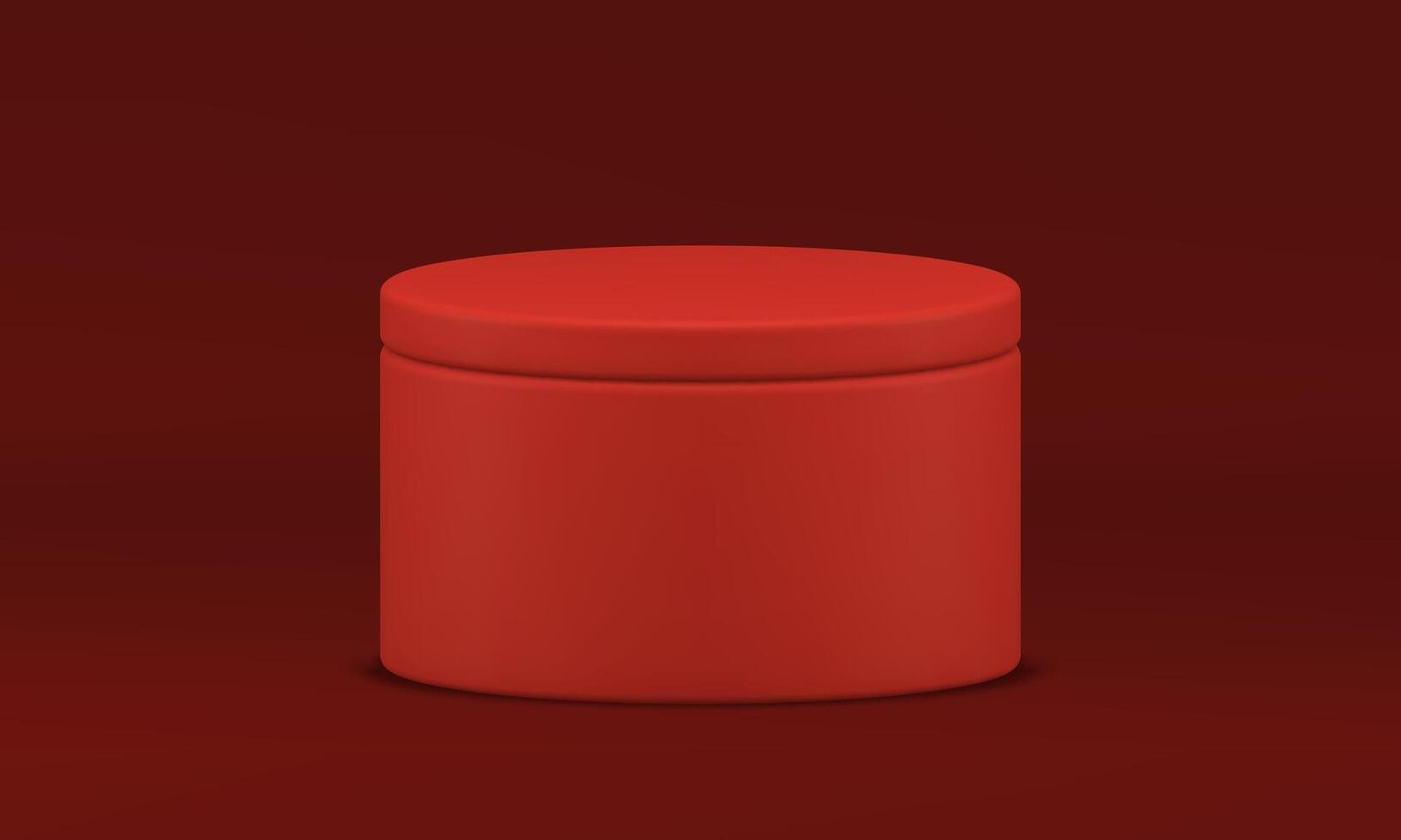 Red 3d podium cylinder foundation promo platform construction product advertising realistic vector