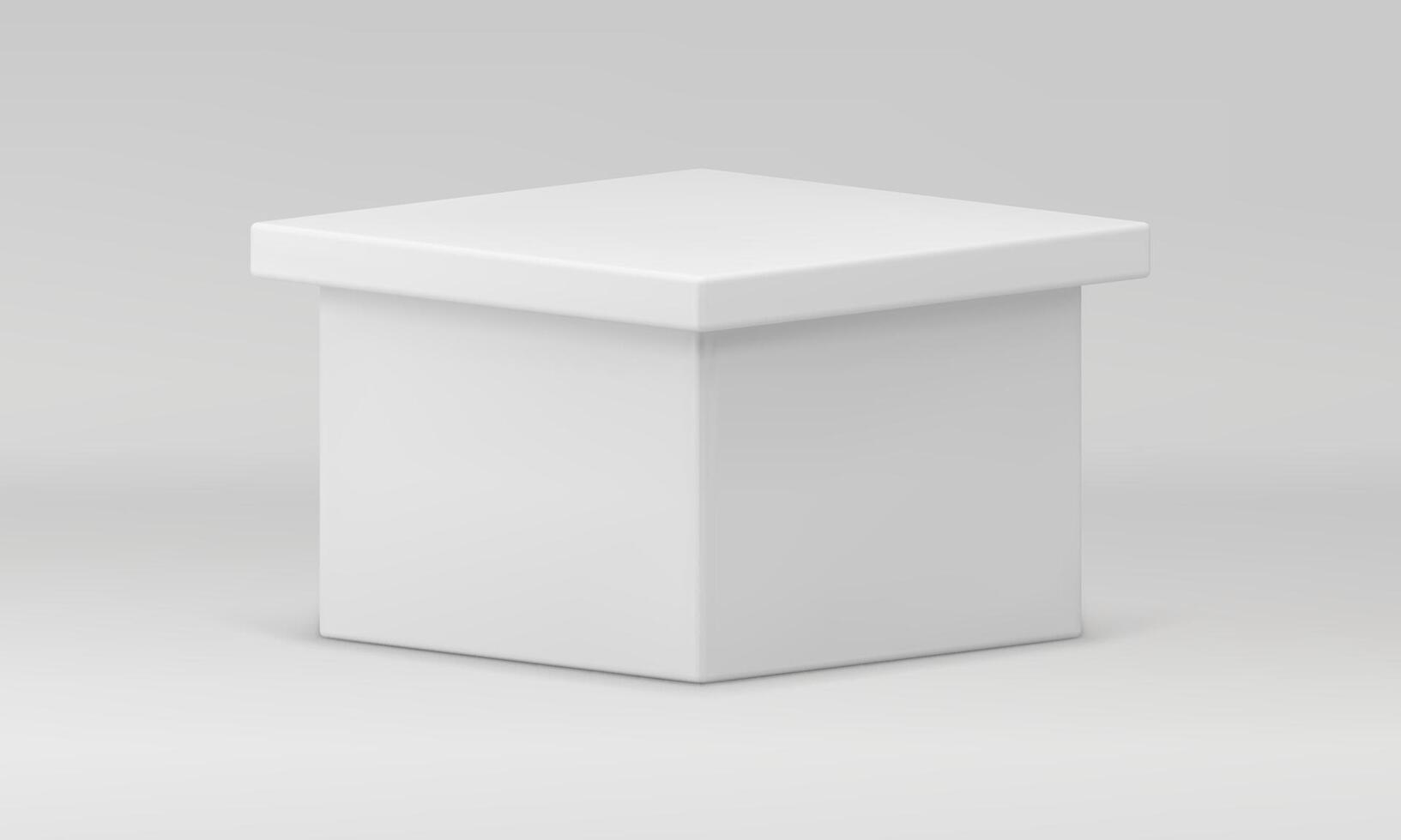 3d pedestal white squared basic foundation decor element for museum gallery promo foundation vector