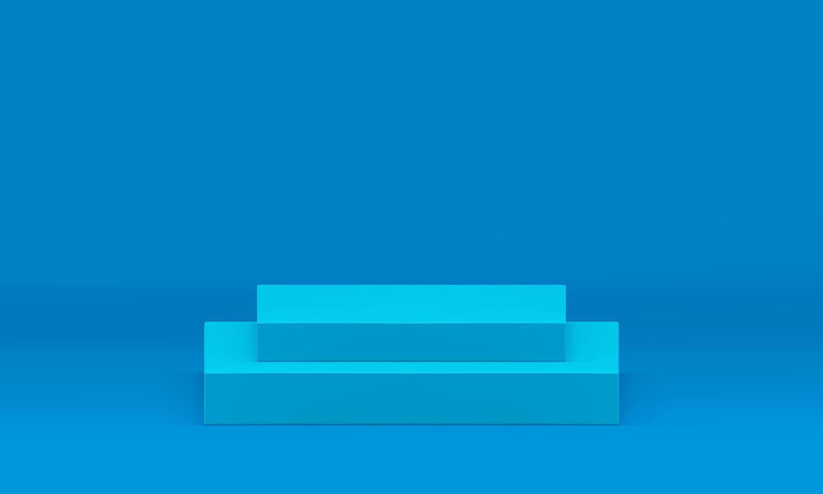 Blue 3d pedestal empty level stairs display presentation product promo foundation design vector
