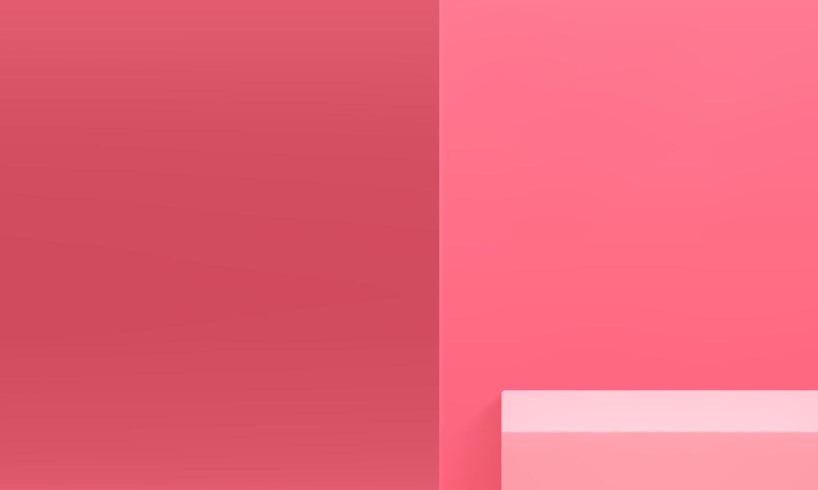 3d podium pink squared foundation corner studio background promo showcase realistic vector