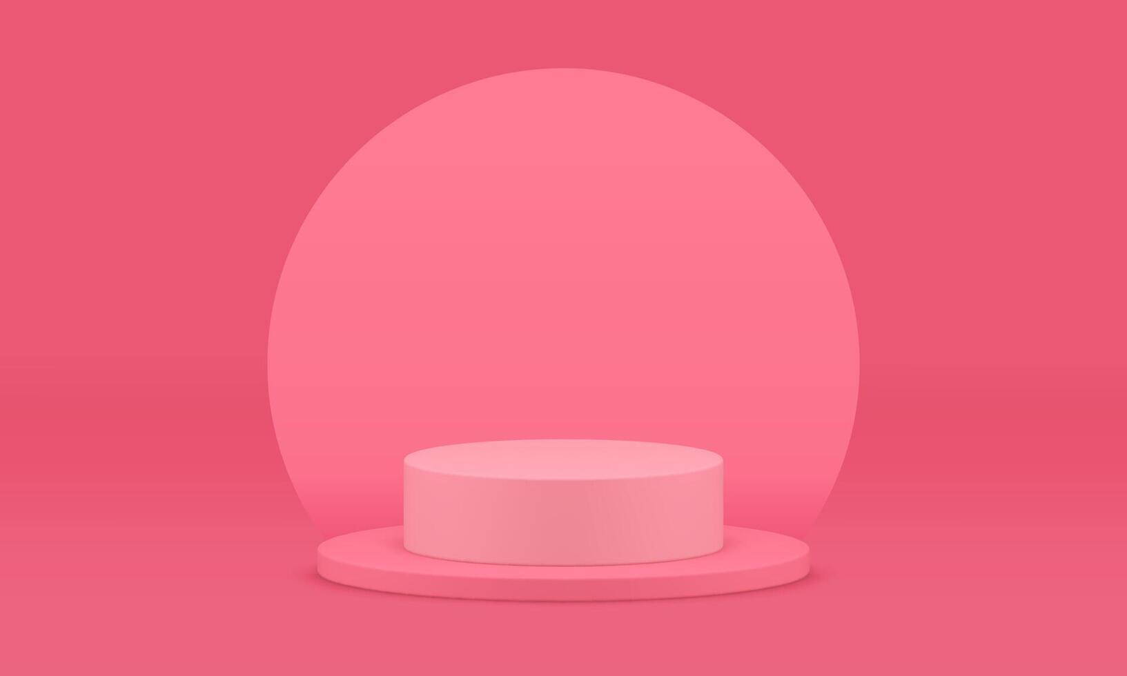 Pink 3d pedestal cylinder basic foundation stage round wall for product presentation vector