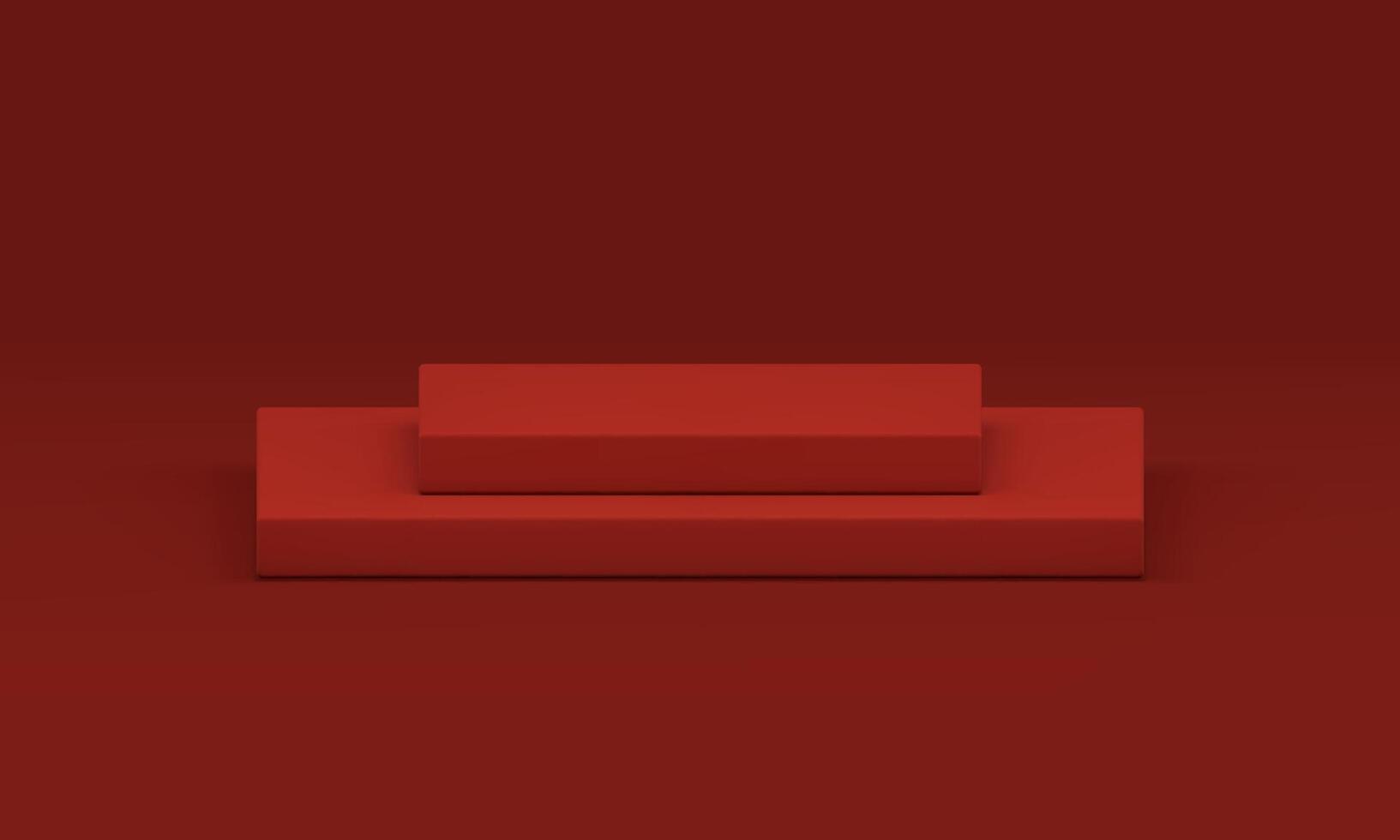 Red 3d podium squared level construction geometric award arena for product presentation vector