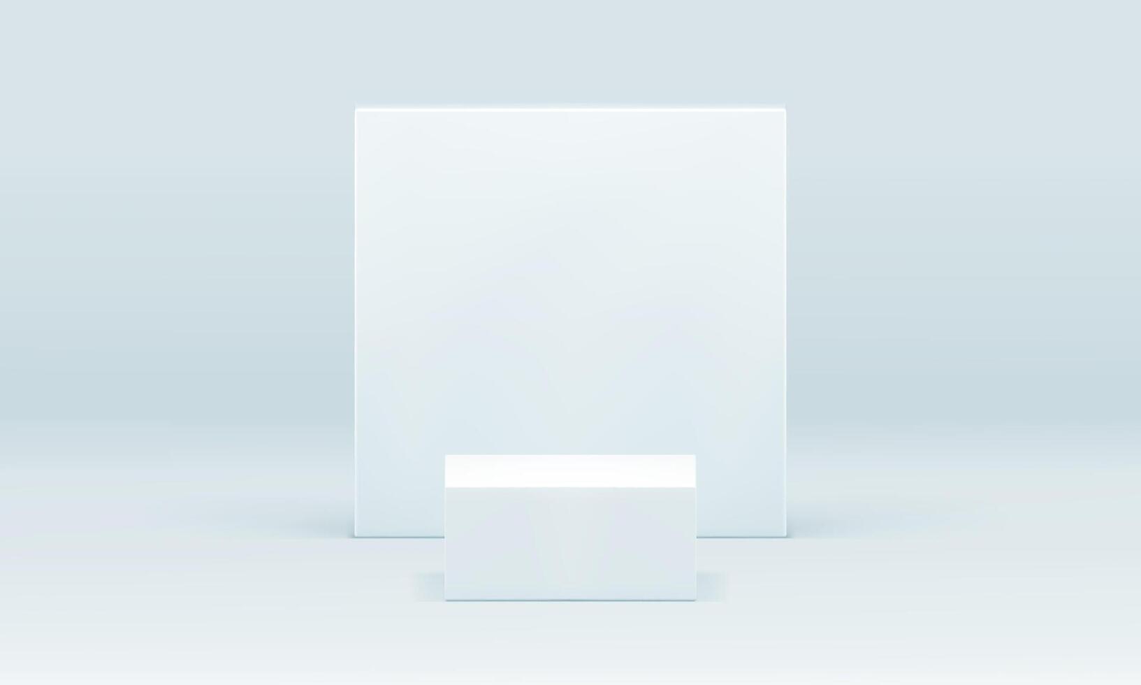 White 3d pedestal cube stage squared wall geometric construction product promo presentation vector