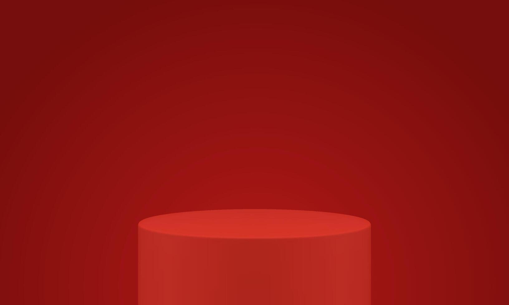 3d podium red cylinder basic foundation stage round platform for product presentation vector