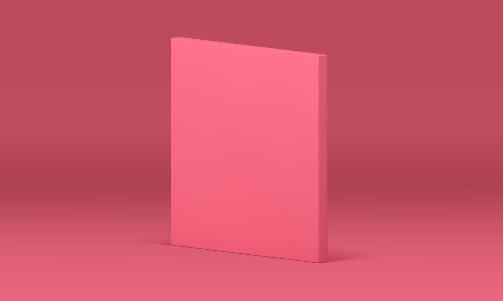 Pink 3d wall rectangular vertical platform geometric element isometric design realistic vector