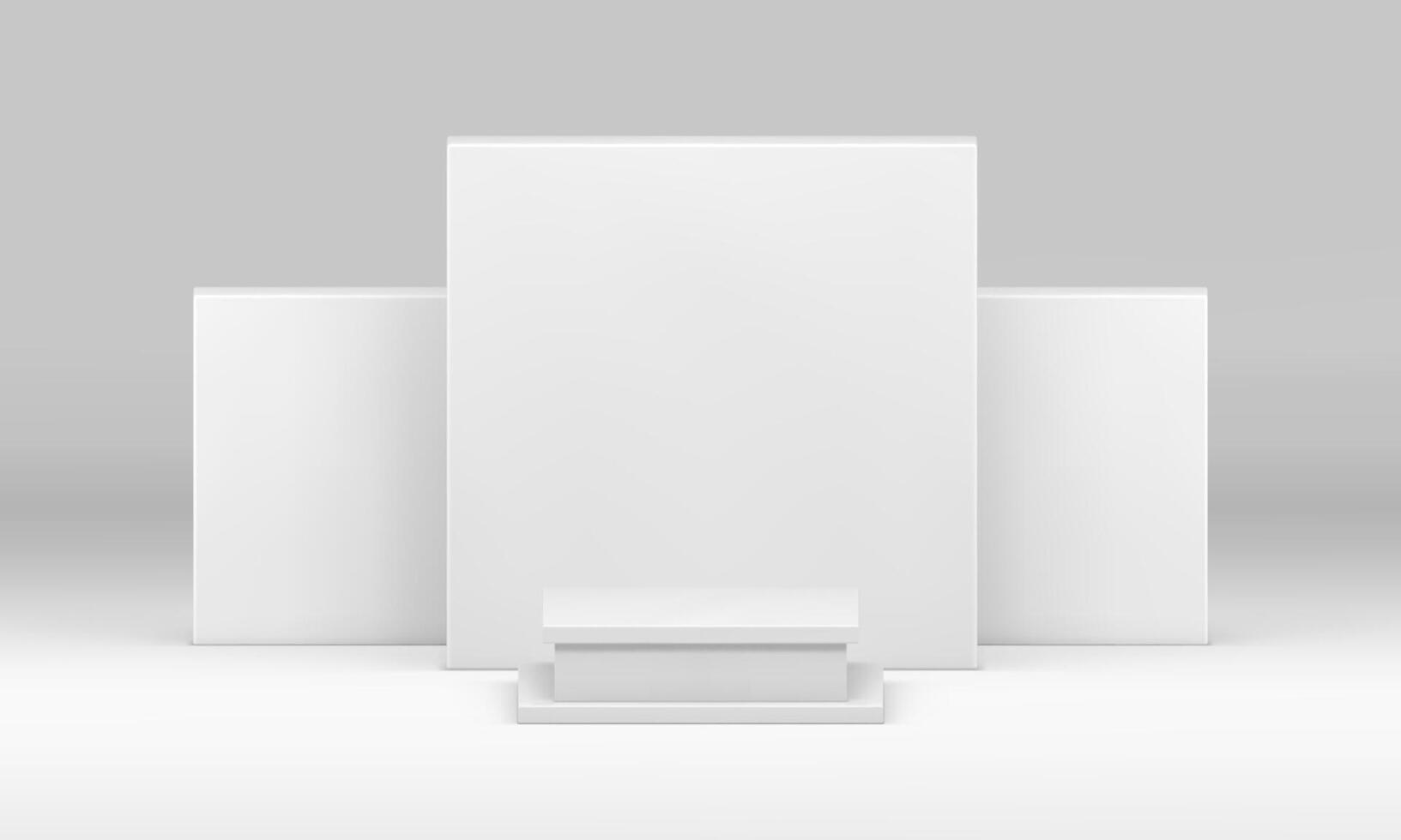 White 3d podium squared platform construction geometric stage museum gallery exhibition vector