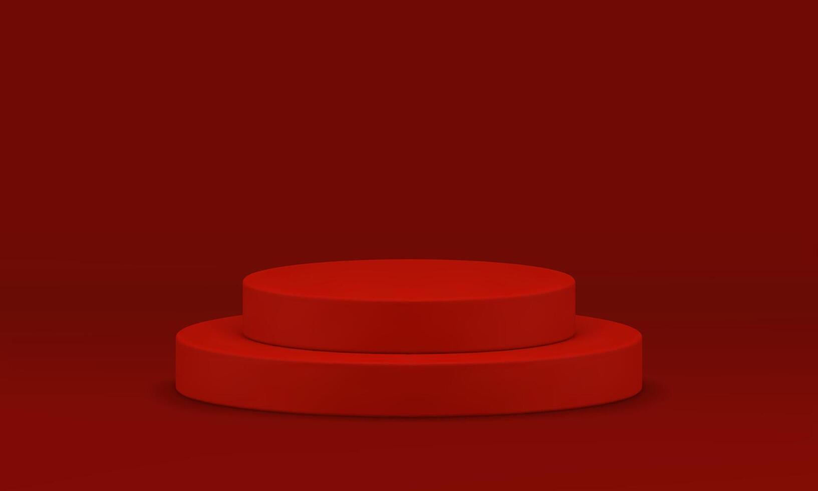 Red 3d pedestal cylinder level basic foundation for product promo advertising realistic vector