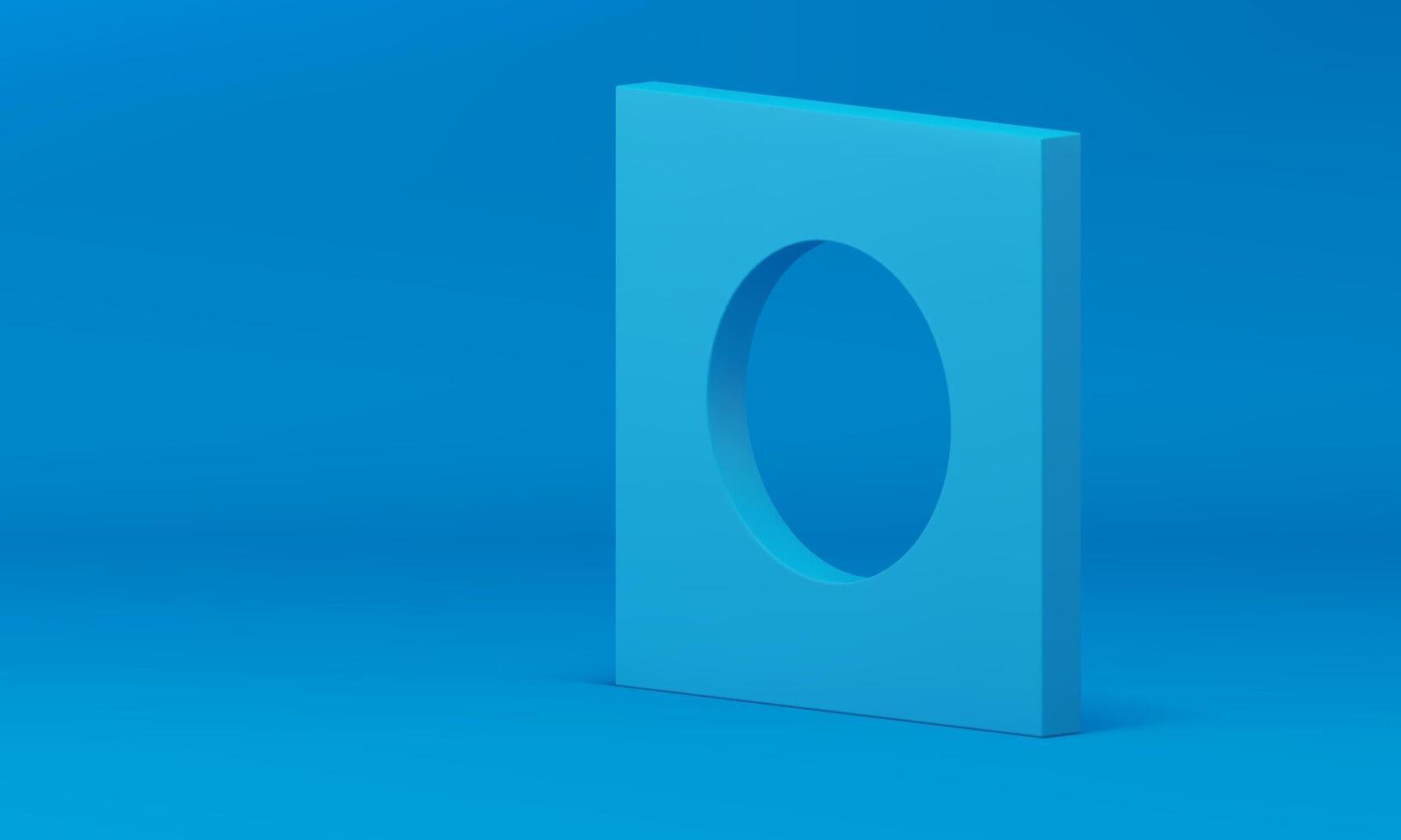 Blue 3d squared wall circle hole vertical block isometric decor element realistic vector