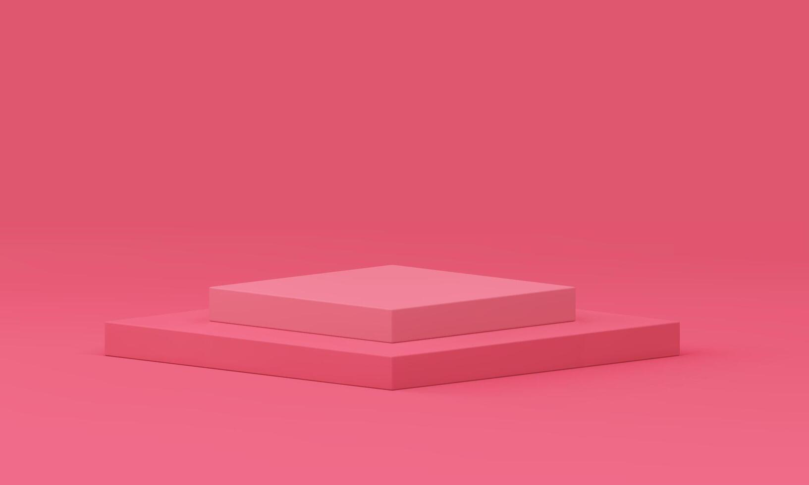 Pink squared 3d podium advertising foundation geometric level construction realistic vector