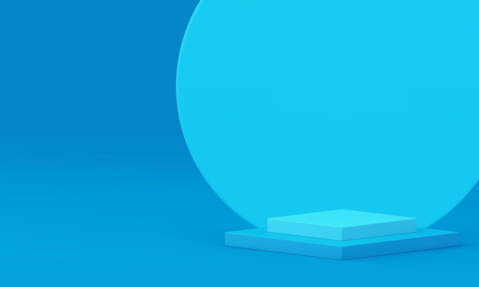 Blue 3d podium squared level stage circle wall showcase minimalist studio background vector