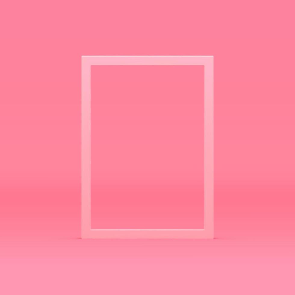 3d pink frame rectangular decor element display for product performance realistic vector