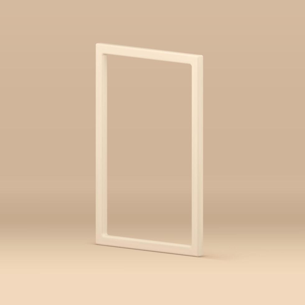 3d frame isometric minimalist decor element for product advertising beige studio background vector
