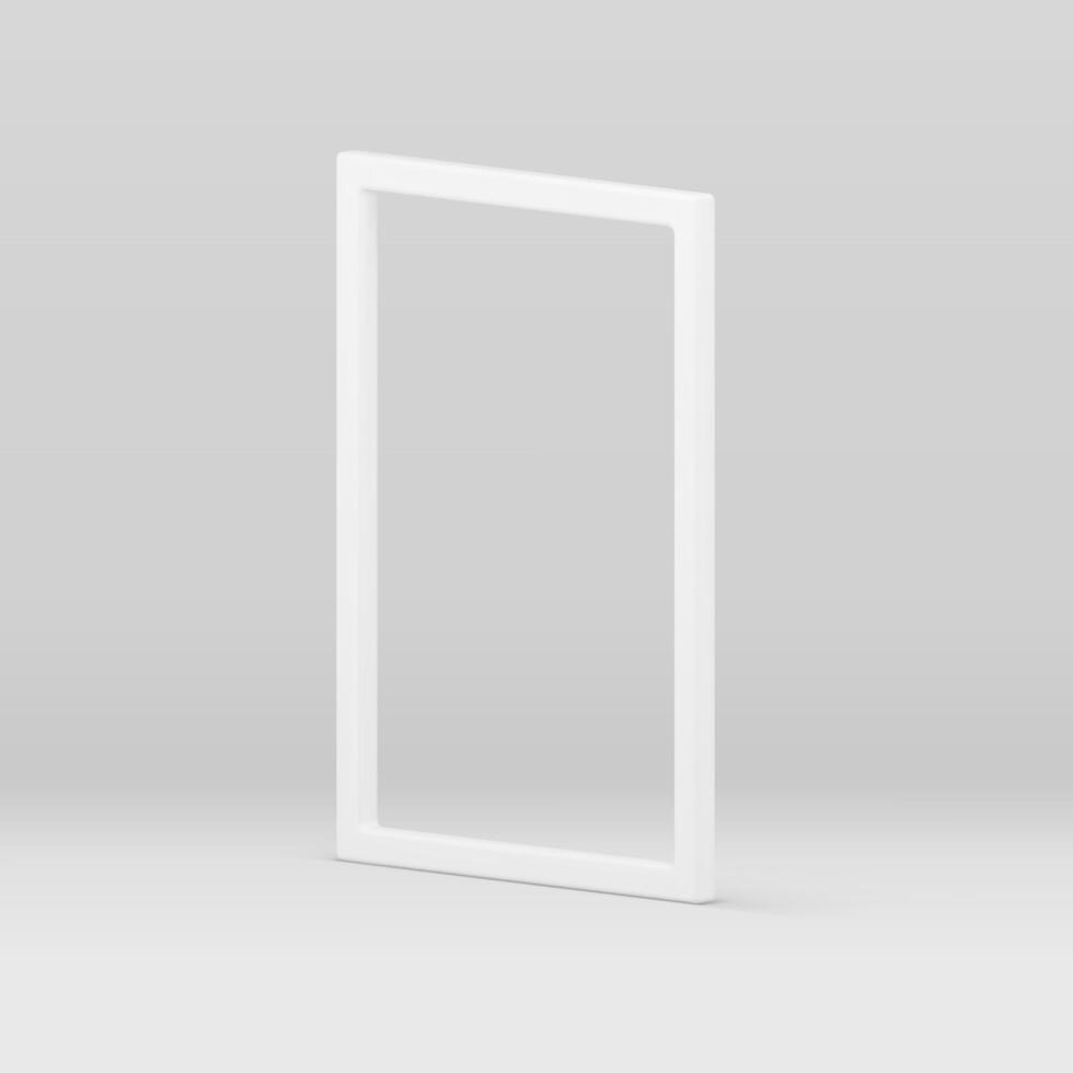 White 3d frame fashion simple showcase rectangular geometric display design realistic vector