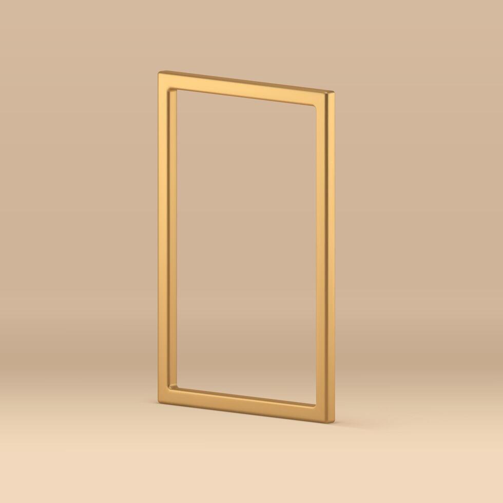 3d frame golden isometric decorative element exhibition stand showcase realistic illustration vector