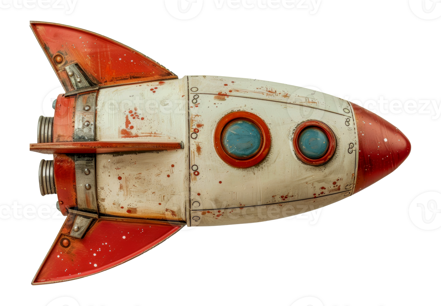 Retro styled red and white rocket png