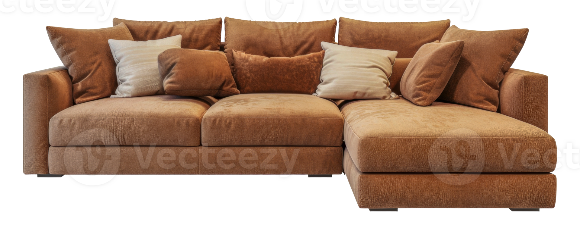 A brown couch with pillows on it stock .. 45909102 PNG