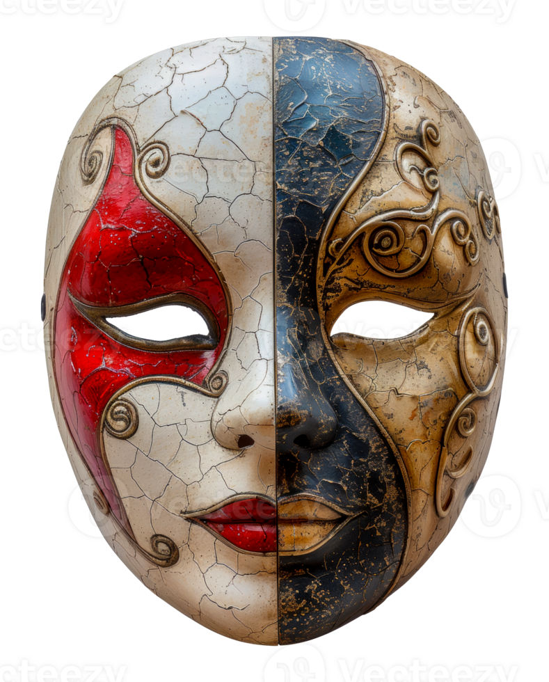 Cracked two-tone venetian mask png
