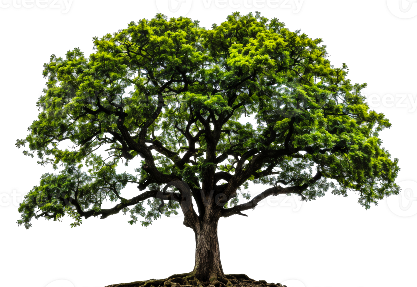 A large tree with green leaves is the main focus of the image - stock .. png