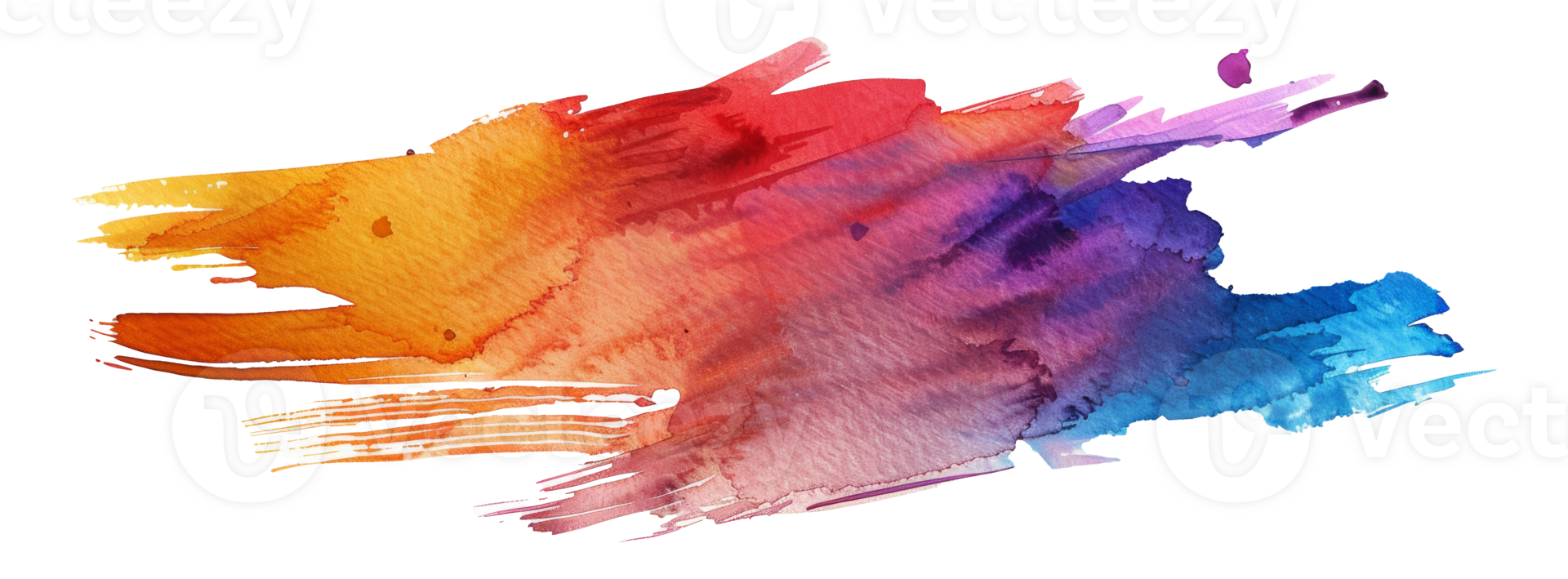 Vibrant watercolor texture in warm tones, cut out - stock . png