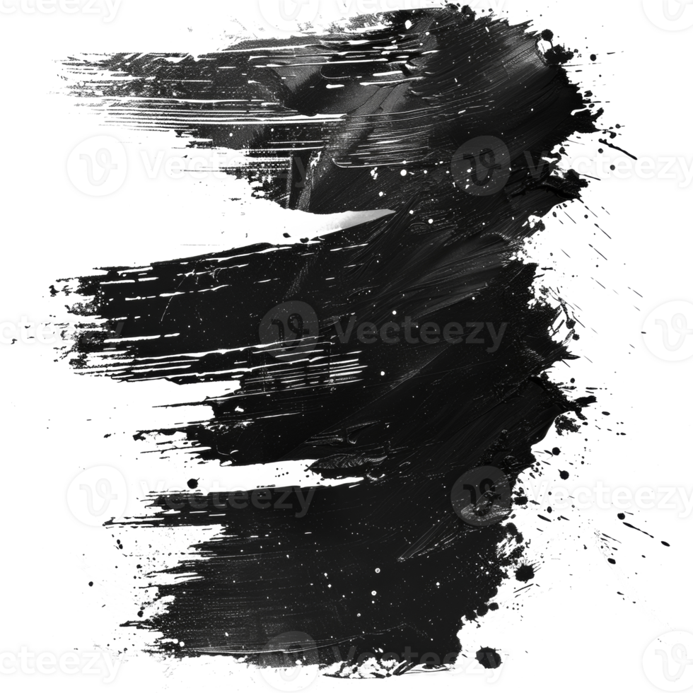 Abstract black paint strokes on transparent background - stock .. png