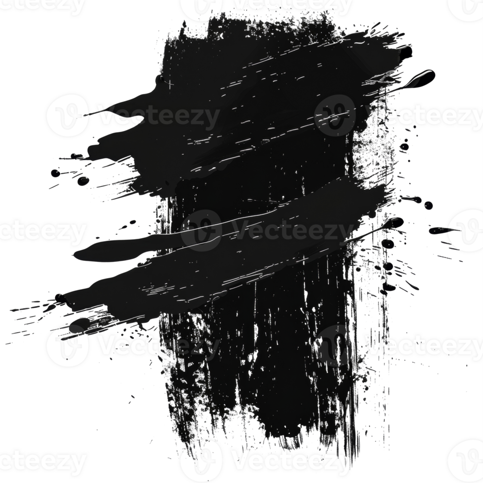Abstract black paint strokes on transparent background - stock .. png