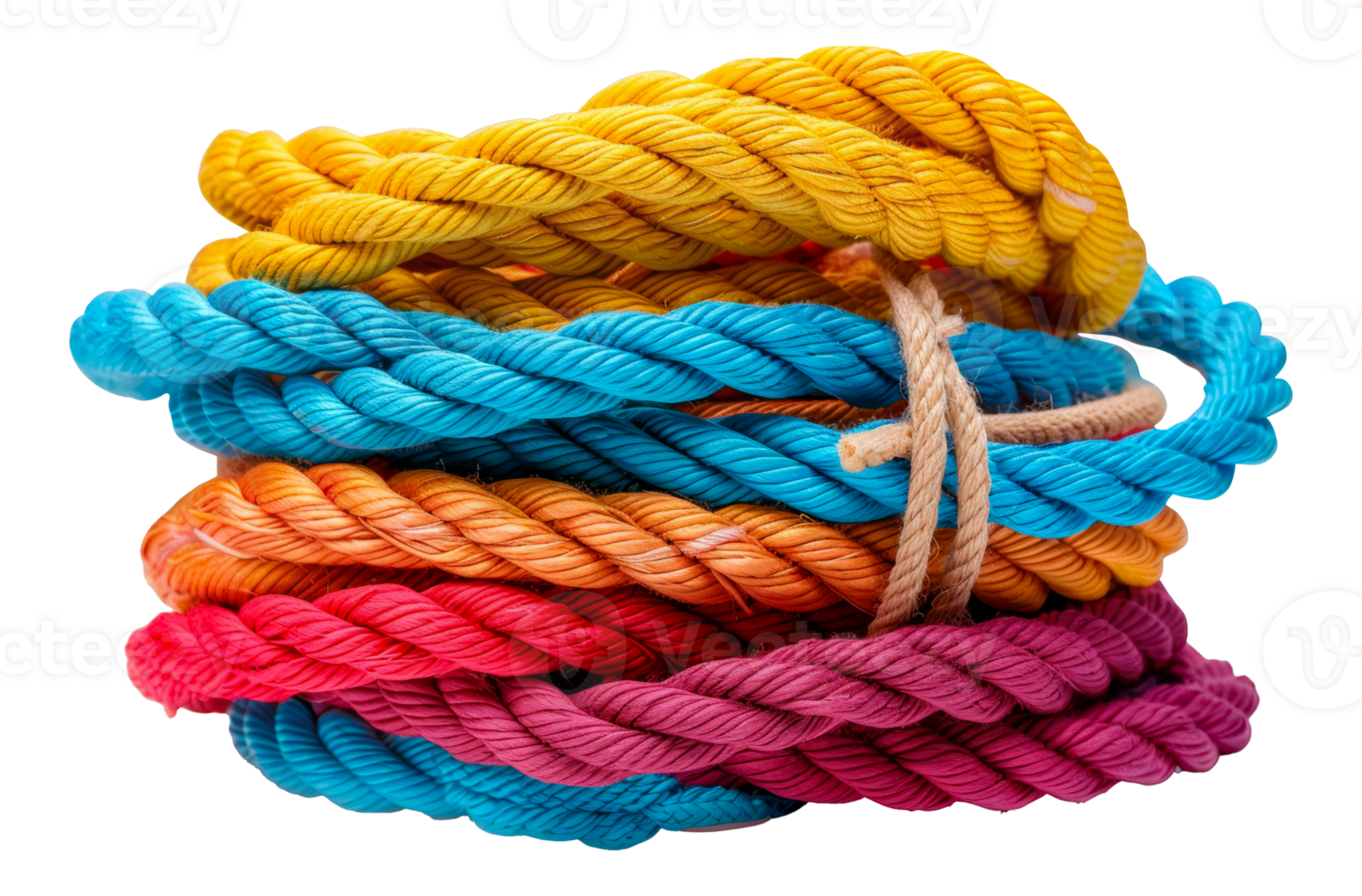 Vibrant Colored Ropes Knotted, cut out - stock .. png