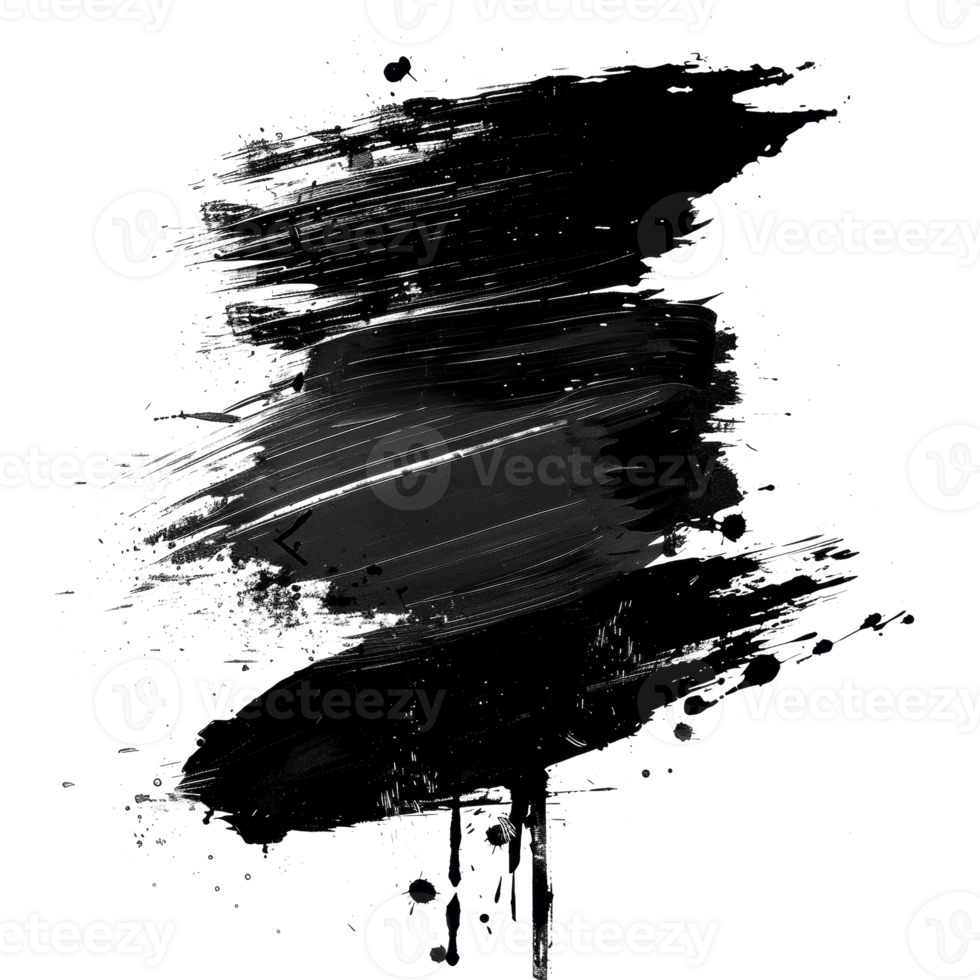Abstract black paint strokes on transparent background - stock .. png