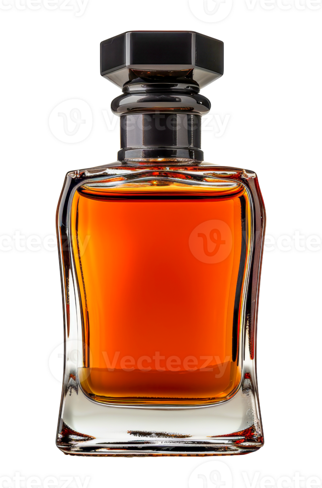 Luxury perfume bottle in vibrant amber color, cut out - stock .. png