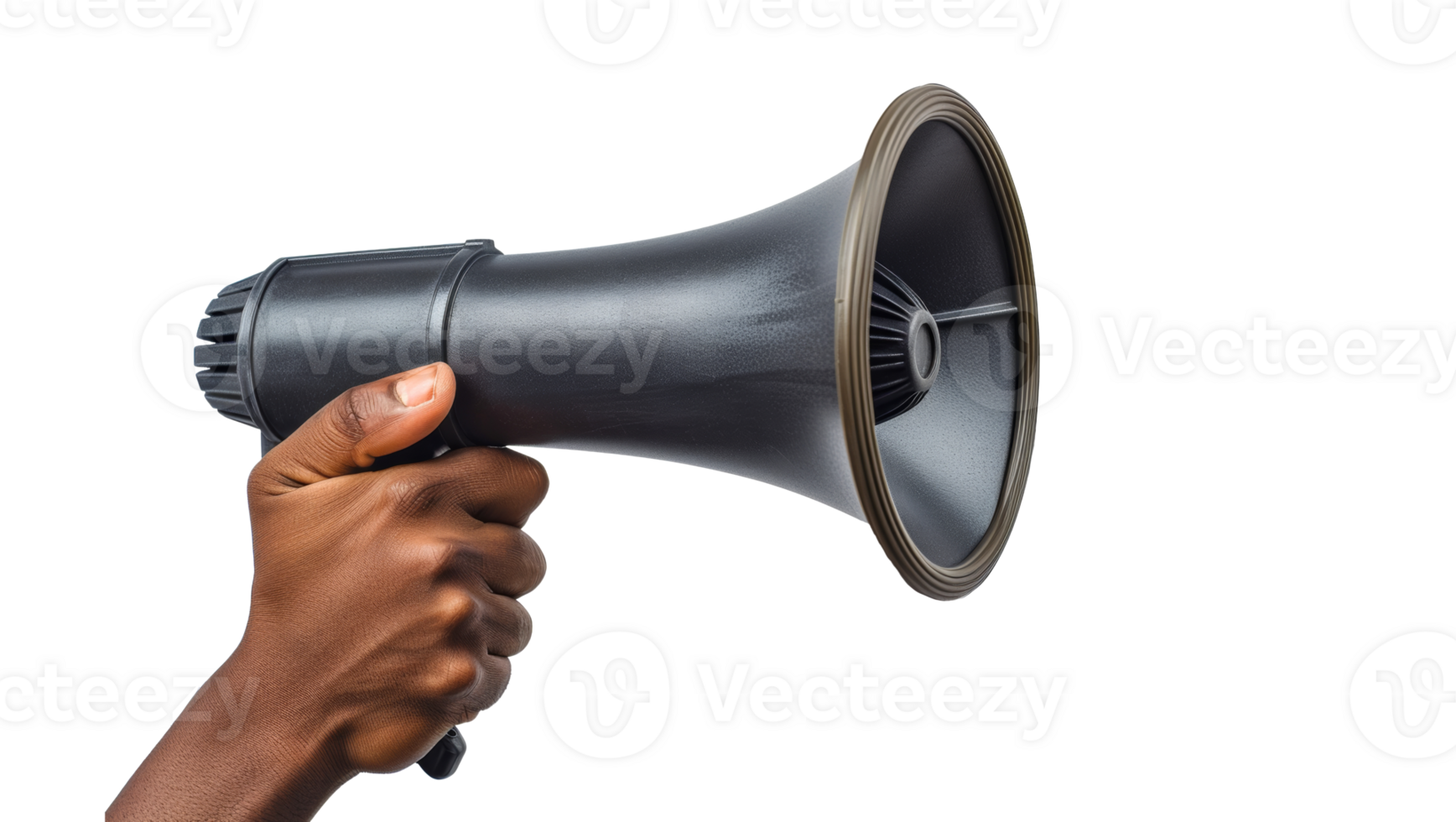 Black Megaphone in Hand, cut out - stock .. png