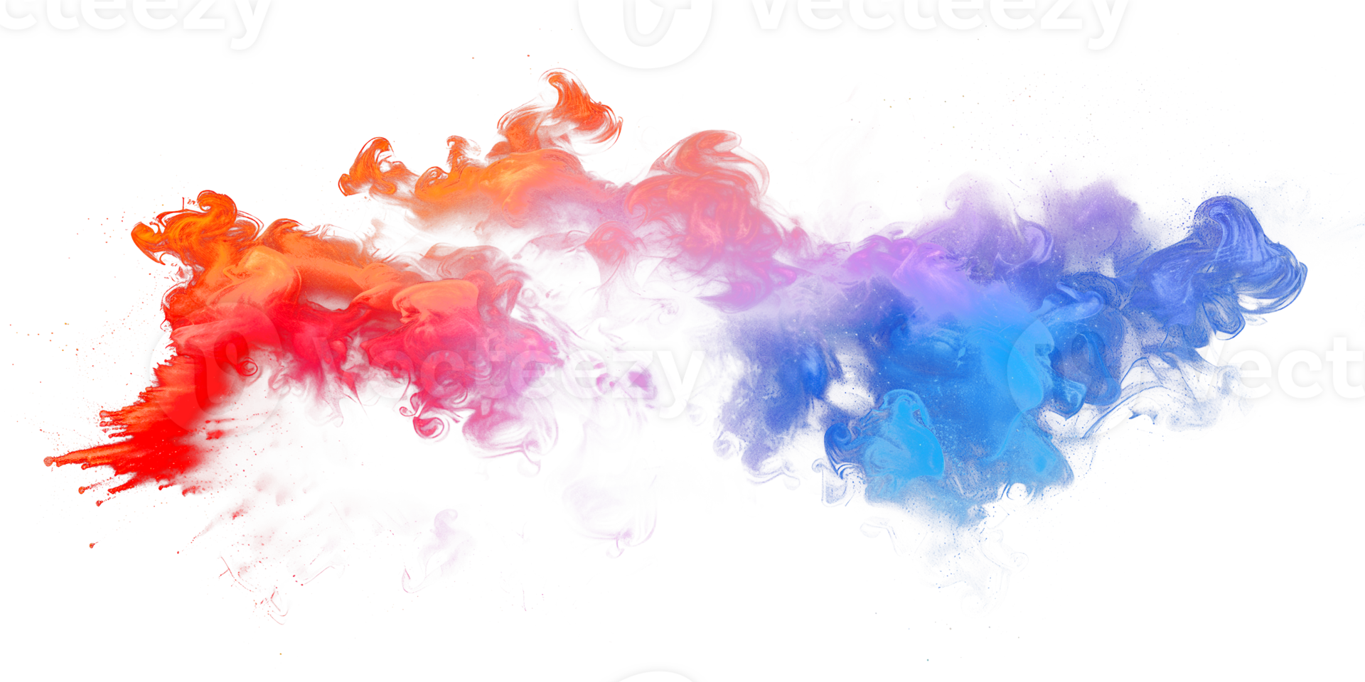 Colorful smoke clouds in blue and pink hues, cut out - stock .. png