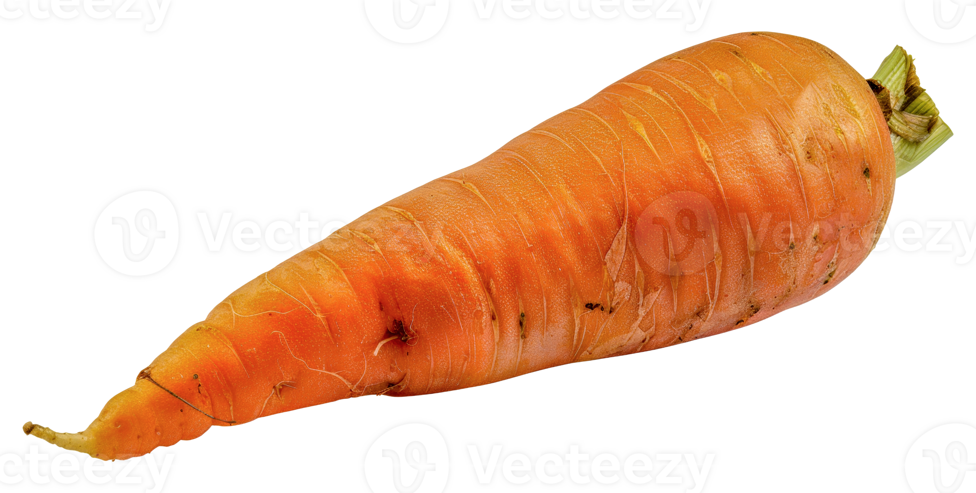 A carrot is shown in its natural state, with a green stem - stock .. png