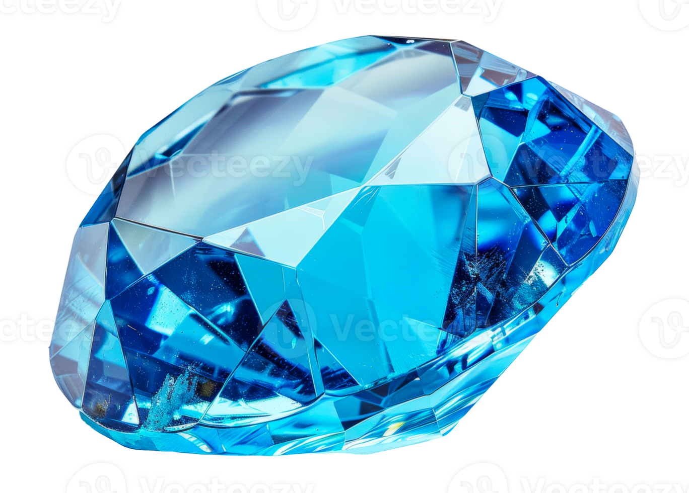 Polished blue crystal gemstone with deep hues, cut out - stock .. png