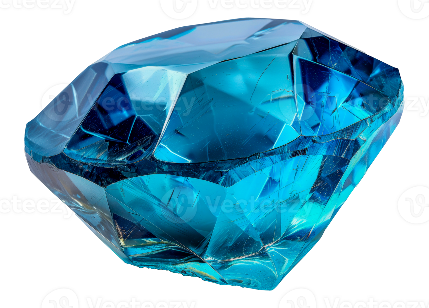 Large raw blue crystal block, cut out - stock .. png