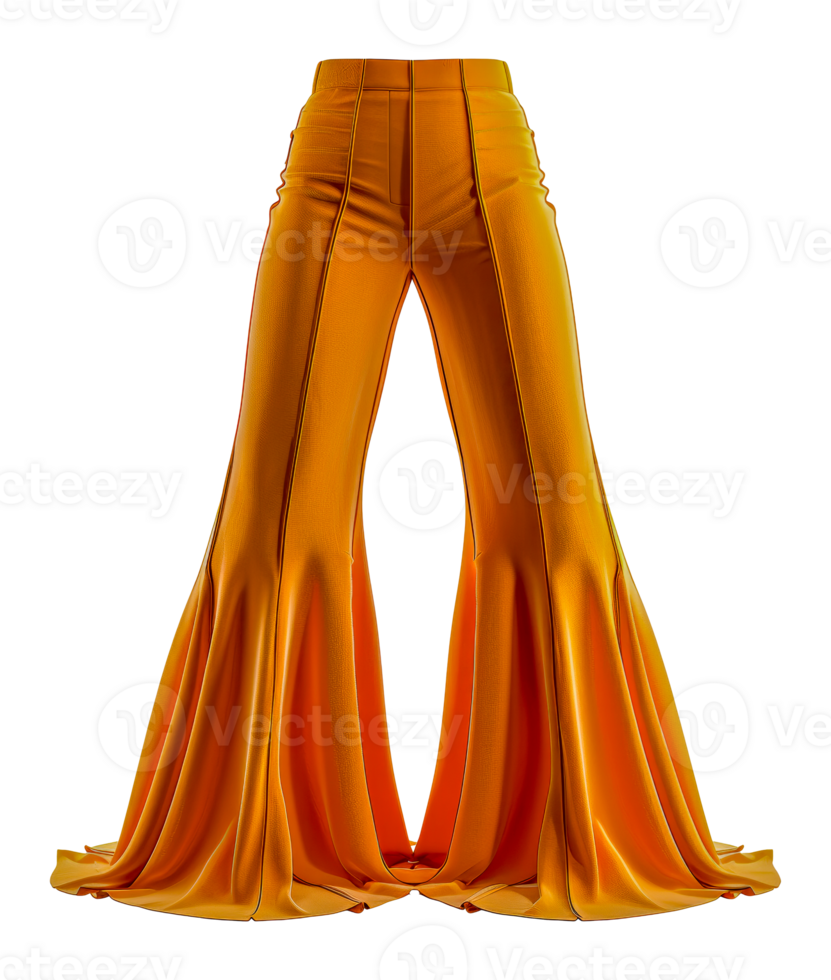 Flowing orange satin pants, cut out - stock .. png