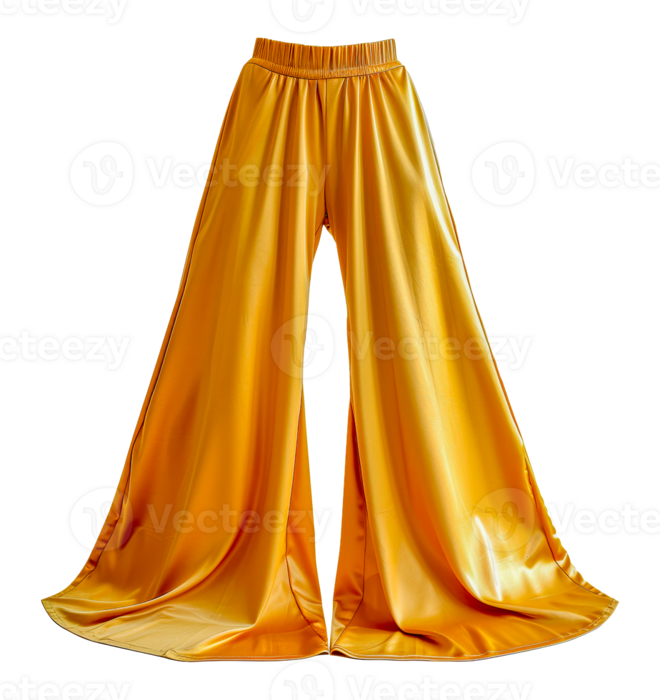Modern orange palazzo pants with elegant drape, cut out - stock .. png