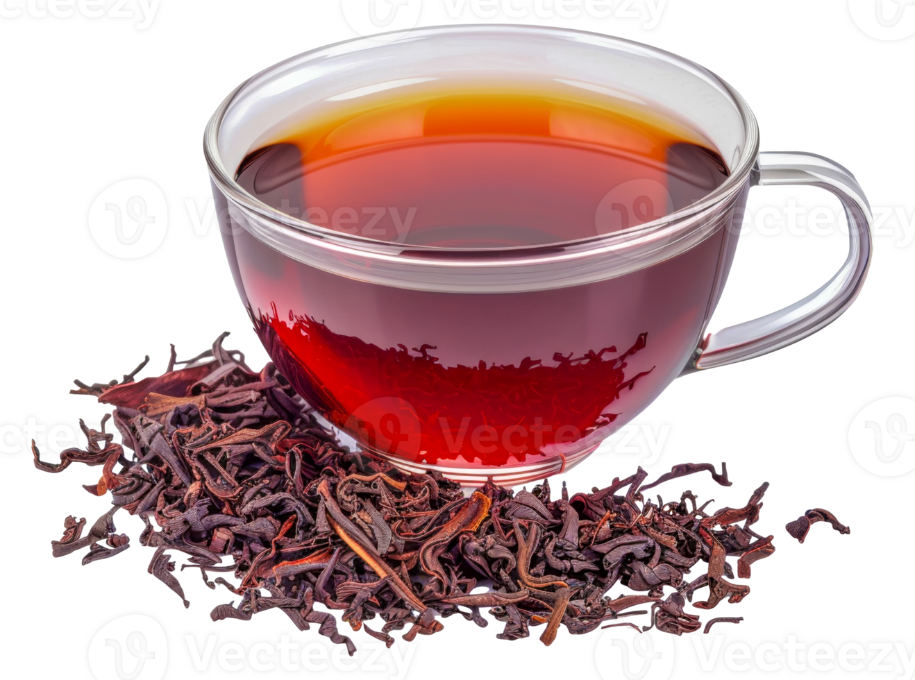 A cup of tea with a spoon and some tea leaves on the table - stock .. png