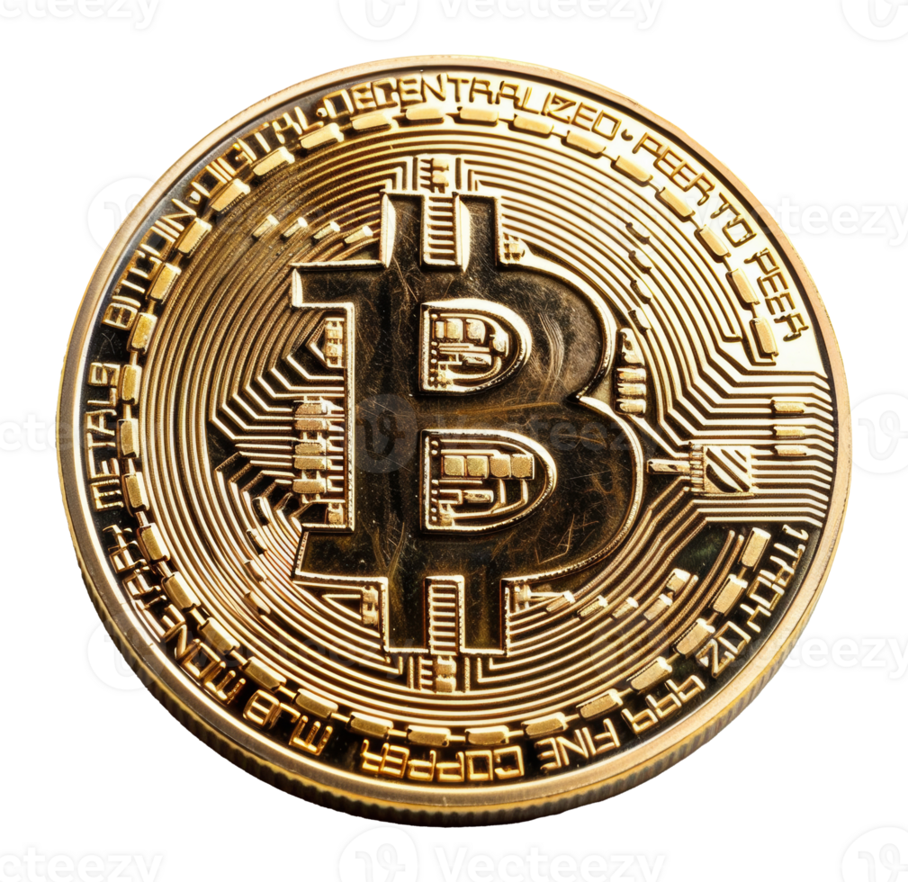 Gold Bitcoin, cut out - stock .. png