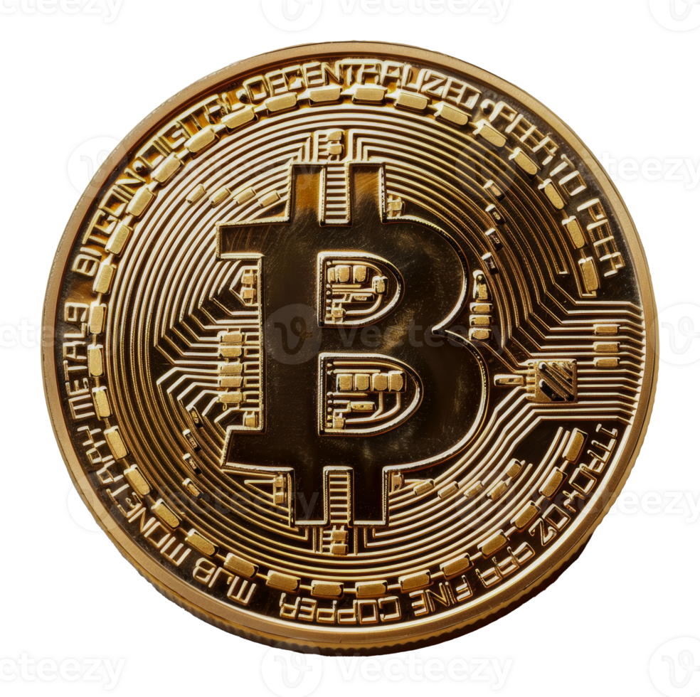 Gold Bitcoin, cut out - stock .. png