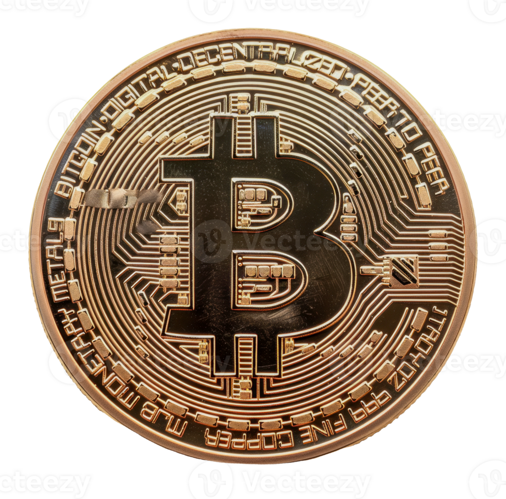 Gold Bitcoin, cut out - stock .. png