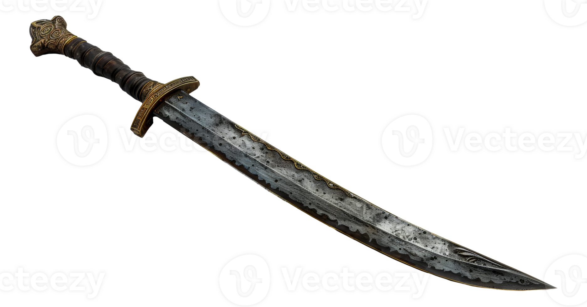 Ornate medieval sword with hilt, cut out - stock .. png