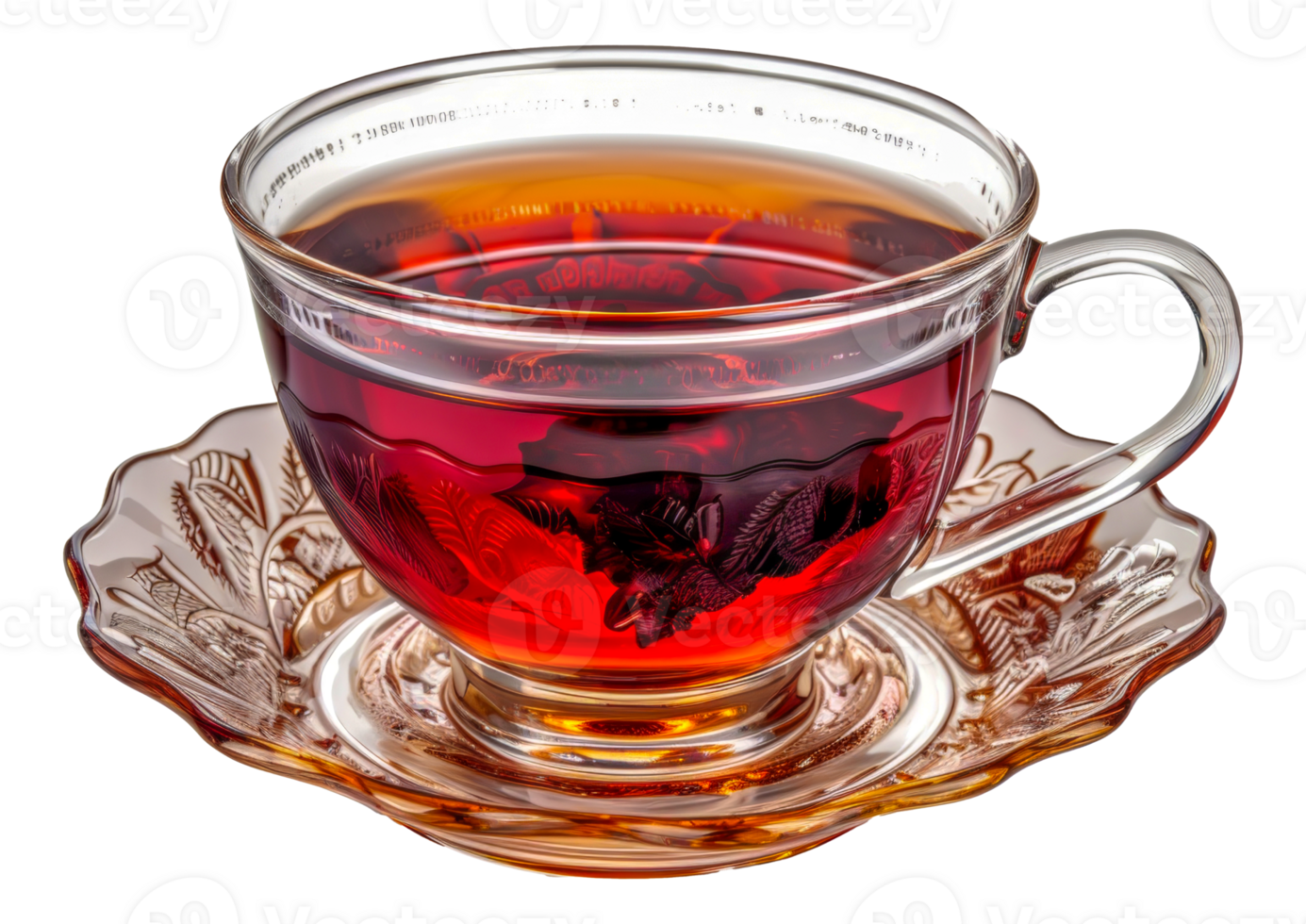 A cup of tea is sitting on a saucer - stock .. png
