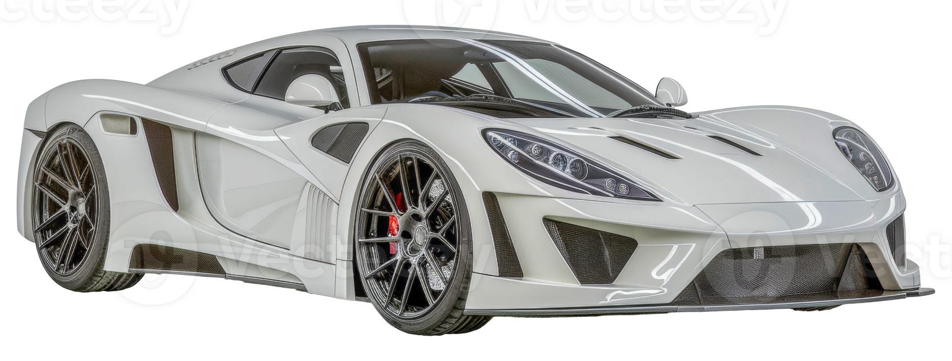A white sports car with a black stripe on the side - stock .. png