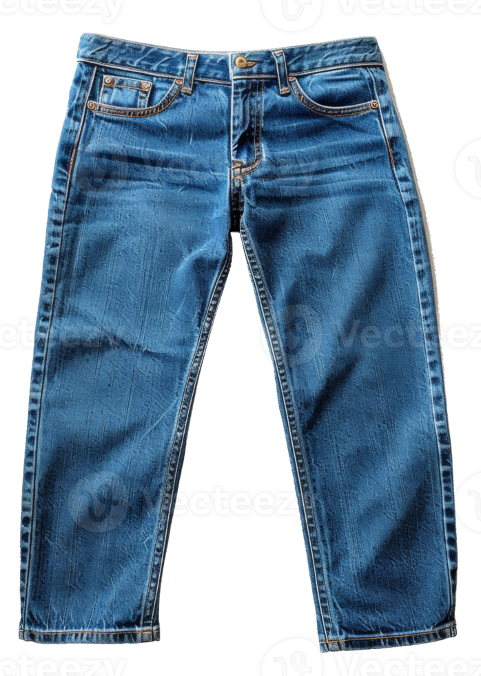 Classic blue denim jeans on transparent background - stock .. png