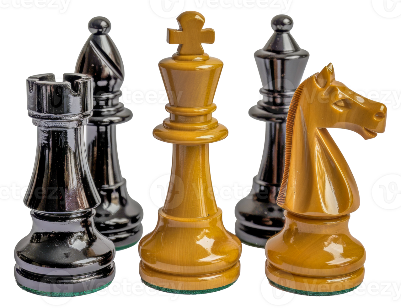 A group of chess pieces, including a king, a knight, a bishop, a rook - stock .. png