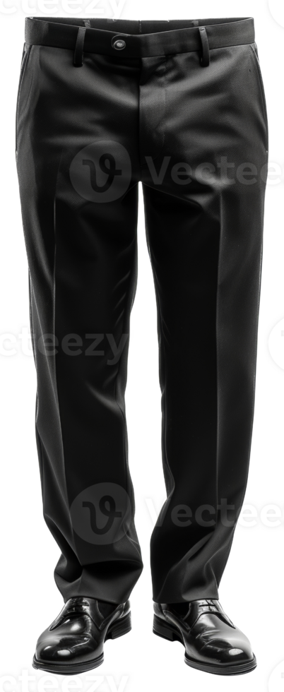 Formal black trousers for business attire on transparent background - stock .. png